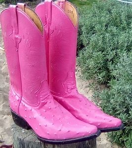 Pink leather cowboy boots size 6 1/2 custom made